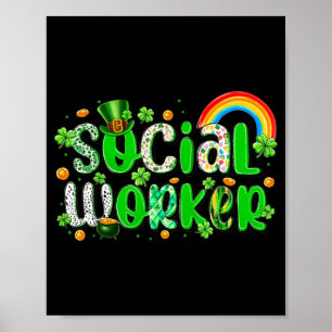 Affiche Travailleur social de la Saint-Patrick chanceux tr