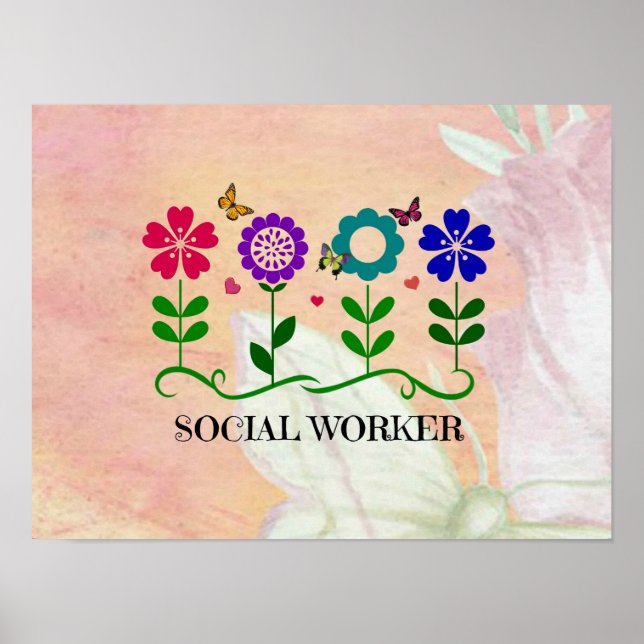 Affiche Travailleur social, Pastel Springtime Design, (Devant)