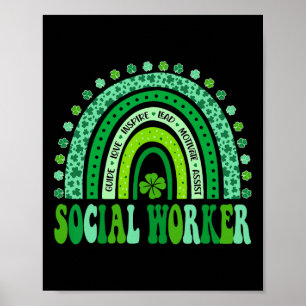 Affiche Travailleur social St Patricks Day Arc-en-ciel mig