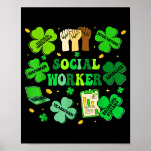 Affiche Travailleur social trèfle jour de la saint patrick