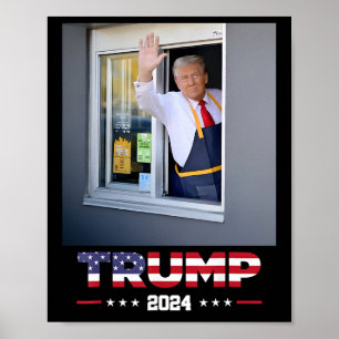 Affiche Travaux de Trump Drive-thru Trump servant des frit