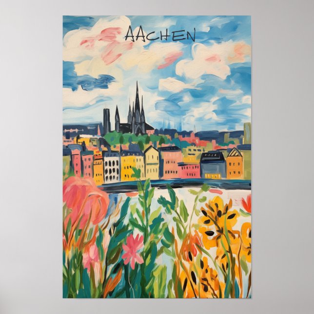 Affiche Travel Aesthetic Painting City Aachen Germany  (Devant)