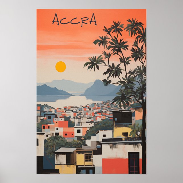 Affiche Travel Aesthetic Painting City Accra Ghana (Devant)