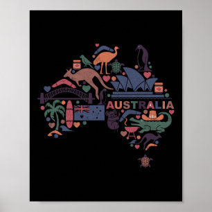 Affiche Travel Australia Carte Sydney Australian Vacances
