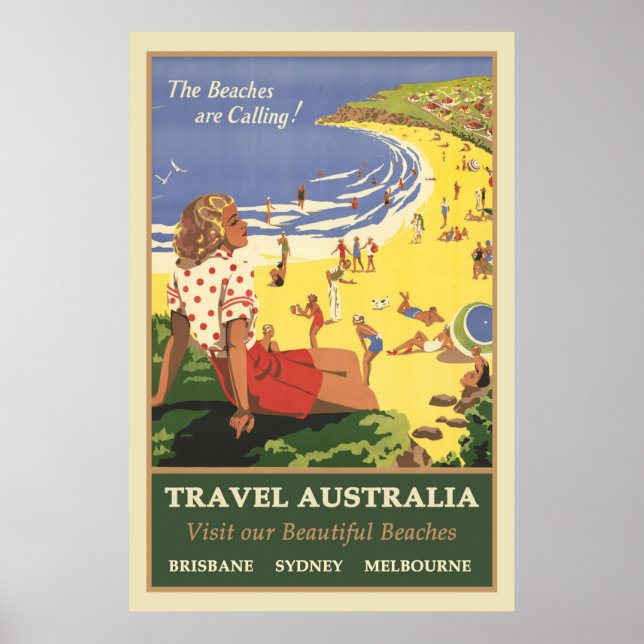 Affiche Travel Australia, les plages appellent (Devant)