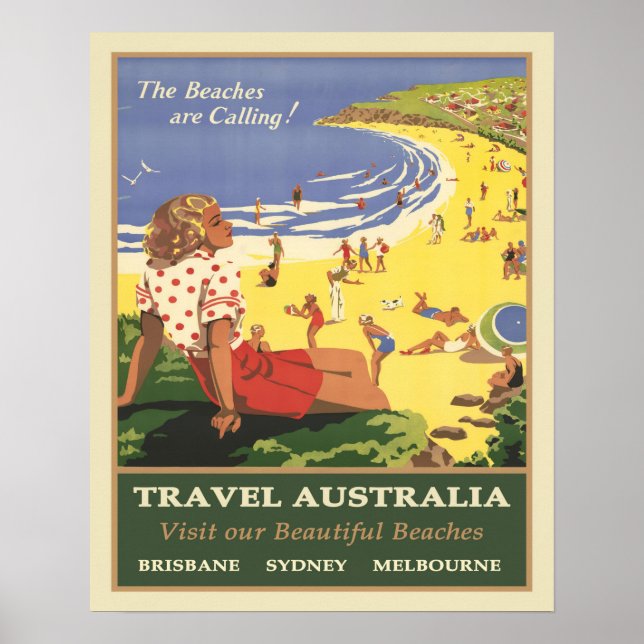 Affiche Travel Australia Les plages appellent (Devant)