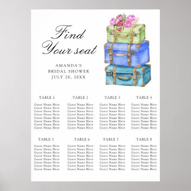 Affiche Travel Bridal shower Wedding seating chart (Devant)