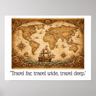 Affiche  "Travel far, travel wide, travel deep..