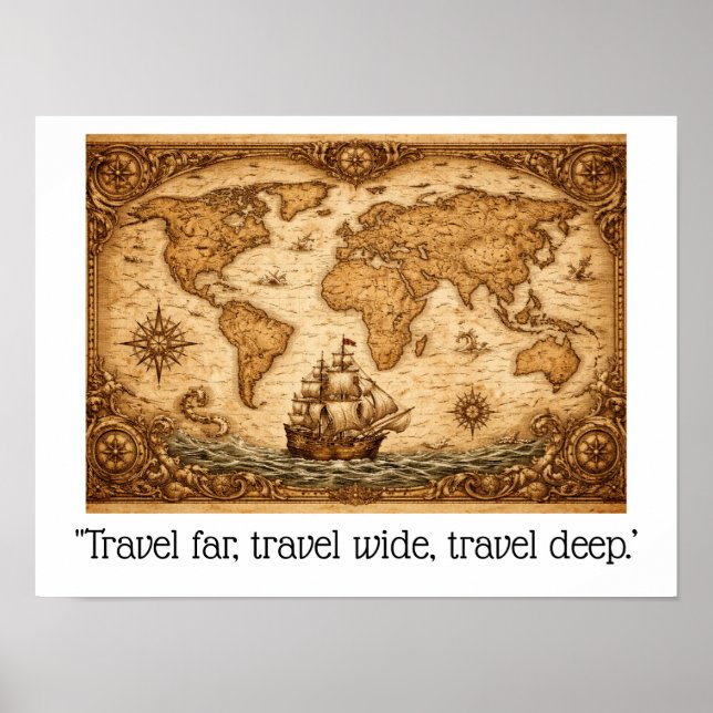 Affiche  "Travel far, travel wide, travel deep.. (Devant)