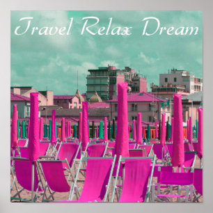 Affiche Travel Relax Dream Chaises De Plage