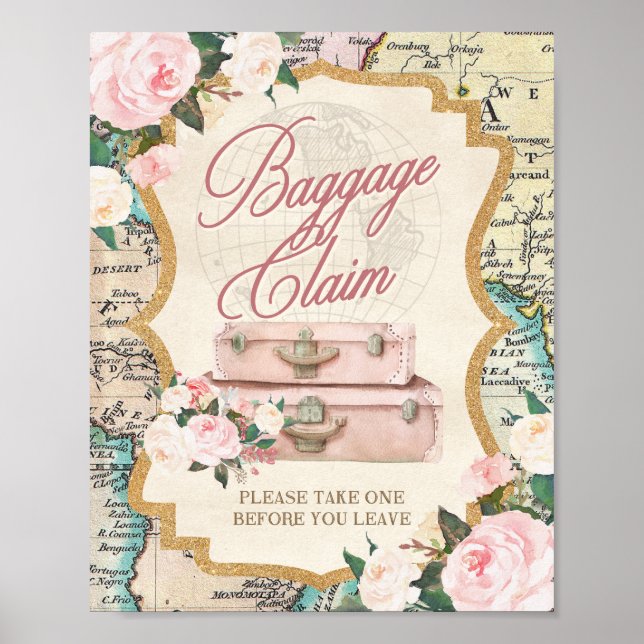 Affiche TRAVEL theme BAGGAGE CLAIM - Favor Table Sign  (Devant)