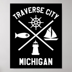 Affiche Traverse City Nord du Michigan La voilière à voile