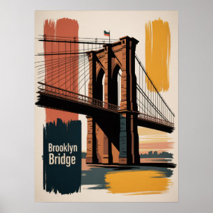 Affiche Traversée du pont de Brooklyn au coucher du soleil