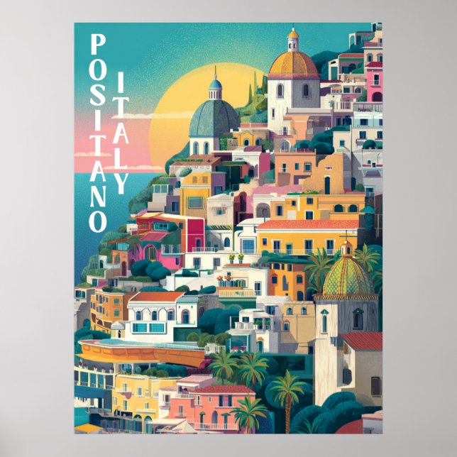 Affiche Traversée Positano moderne (Devant)
