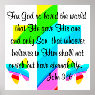 AFFICHE TRAVERSER ET BOUTETERFLY JOHN 3:16 CONCEPTION