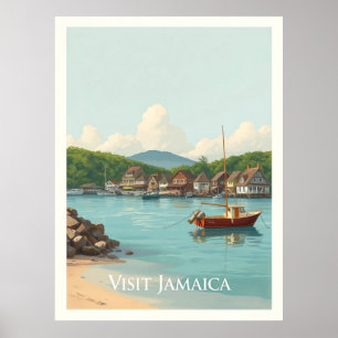 Affiche Treasure Beach, Jamaïque – Illustration Vintage