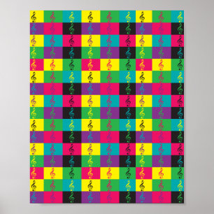 Affiche Treble Clef Musique colorée