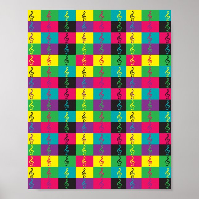 Affiche Treble Clef Musique colorée (Devant)
