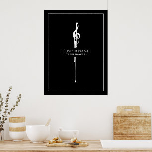 Affiche Treblemaker Funny Music Pun Classy Black G-Clef