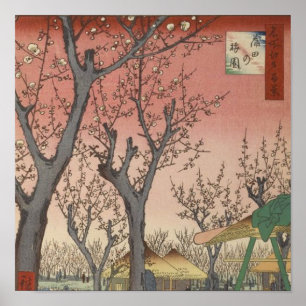 Affiche Tree Blossoms Plum Garden Woodblock japonais