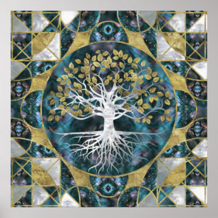 Affiche Tree of life - Yggdrasil - Marble and Gold