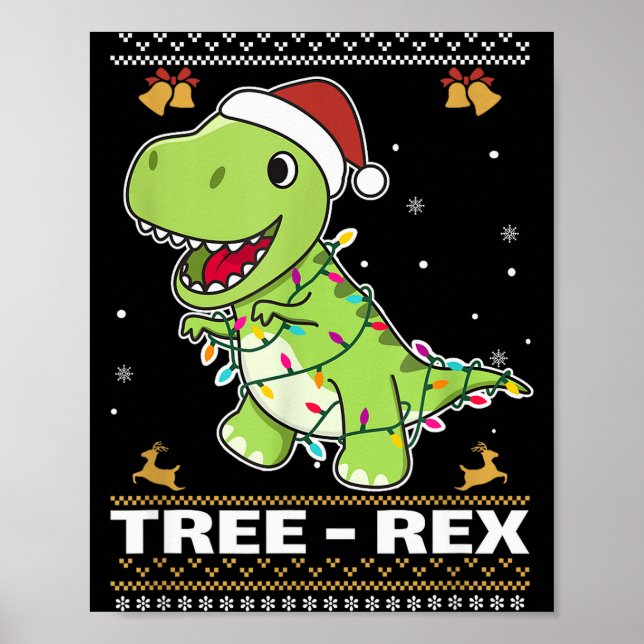 Affiche Tree Rex Funny Tyrannosaurus Rex Christmas Pun  (Devant)
