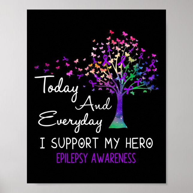 Affiche Tree Ribbon I Support My Hero Epilepsy Awareness  (Devant)