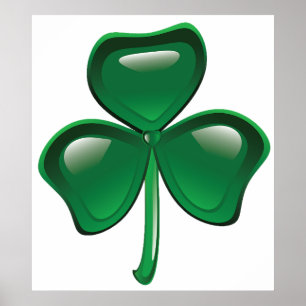 Affiche Trèfle à trois feuilles Shamrock vert