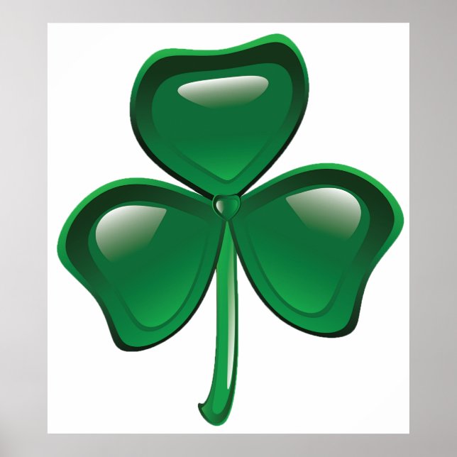 Affiche Trèfle à trois feuilles Shamrock vert (Devant)