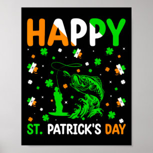 Affiche Trèfle avec amateurs de pêche Saint-Patrick irland