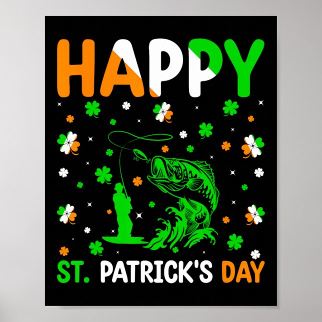 Affiche Trèfle avec amateurs de pêche Saint-Patrick irland (Devant)