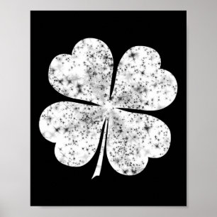 Affiche Trèfle blanc drôle à 4 feuilles Saint-Patrick