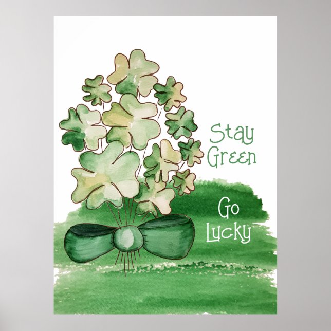 Affiche Trèfle Chanceux Shamrock Aquarelle (Devant)