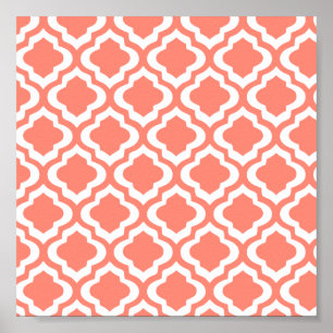 Affiche Trèfle marocain de corail élégant de Quatrefoil