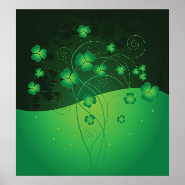 Affiche Trèfle Shamrock Vert Chance St Patrick’s Day (Devant)