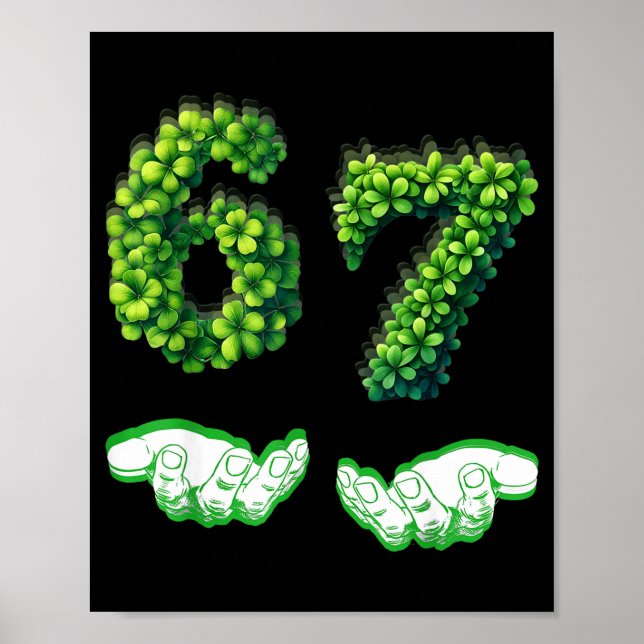Affiche Trèfle vert drôle numéro 67 chanceux St Pat (Devant)