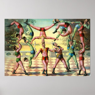 Affiche Treize hommes faisant des acrobaties