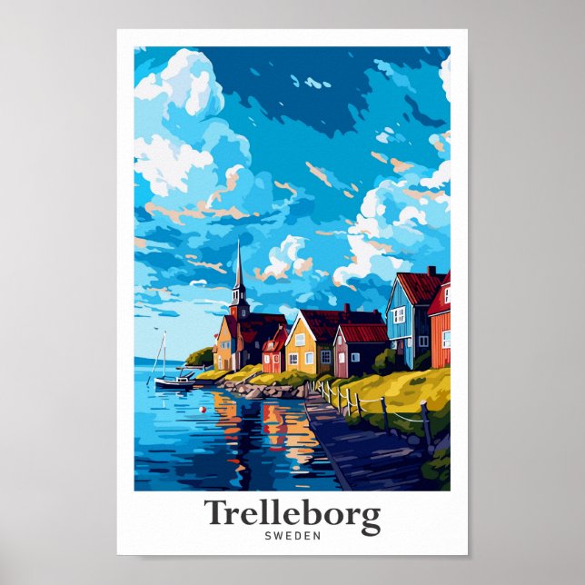 Affiche Trelleborg Suède Travel Art Illustration Vintage (Devant)