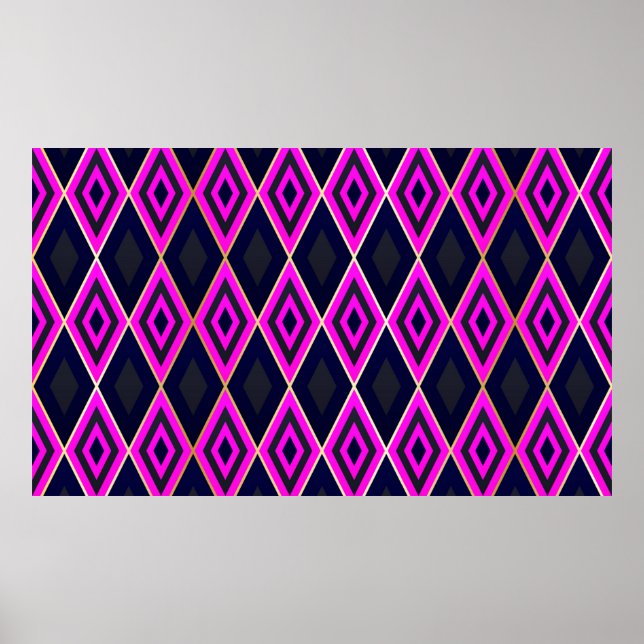 Affiche Trellis rhombus formes géométrique sans couture mo (Devant)