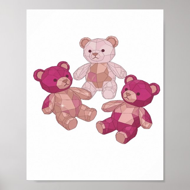 Affiche Trendy Argent TROIS OURS EN PELUCHE Design de slog (Devant)