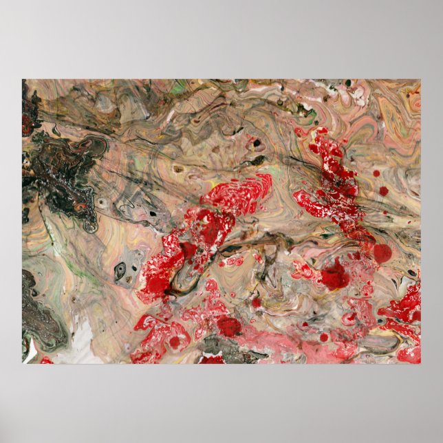Affiche Trendy Black Red Brown Green Modern Abstract Art (Devant)