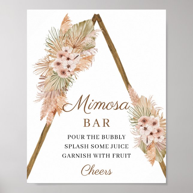 Affiche Trendy Boho Dried Palm Pampas Grass Mimosa Bar (Devant)