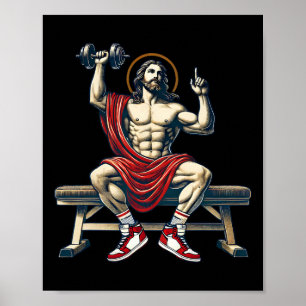 Affiche Trendy Lord Jesus Bodybuilding Workout Jesus Lifti