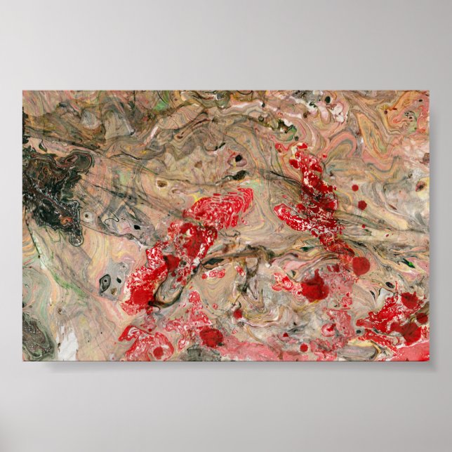 Affiche Trendy Modern Abstract Art Black Red Brown Green (Devant)