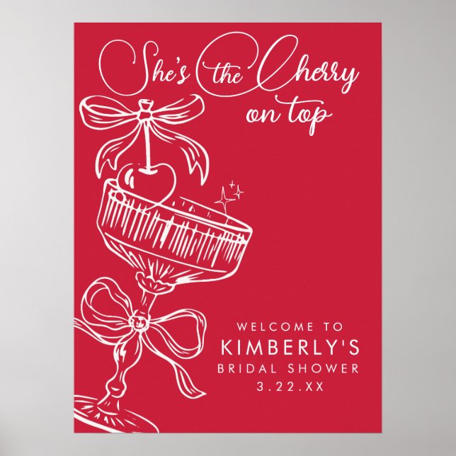 Affiche Trendy Red She's The Cherry On Top Bridal Shower (Devant)