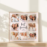 Affiche Trendy Script on Blush | Multi Photo Best Friends<br><div class="desc">This trendy poster features eight of your favorite photos of you and your bestie! The words "best friends" appear in black modern script,  and there is room to add the name of you and your best friend on a pretty,  blush pink background.</div>