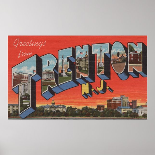 Affiche Trenton, New Jersey - Scènes de grandes lettres (Devant)