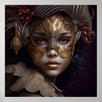 Très beau portrait de femme avec masque vénitien