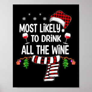 Affiche Très Probable De Boire Tous Les Vins Famille Noël