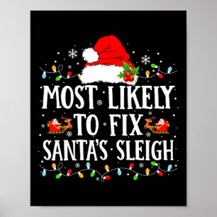 Affiche Très Probable De Réparer Père Noël Sleigh Famille